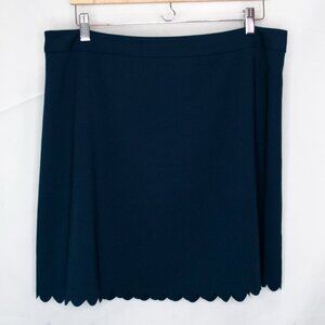 Banana Republic Crepe Scallop Hem Skirt Womens 14 Navy Blue Career A Line W10X